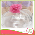 perfume bottle with mesh flower decoration,100%polyester rose decoration